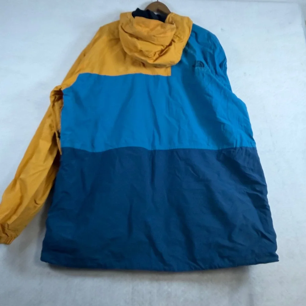 The North Face Mens XXL Colorblock Hooded Windbreaker Jacket Yellow Blue 8139